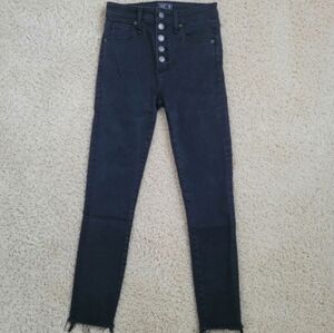 Abercrombie & Fitch Black High Rise Super Skinny Ankle Jeans Distressed Raw 00